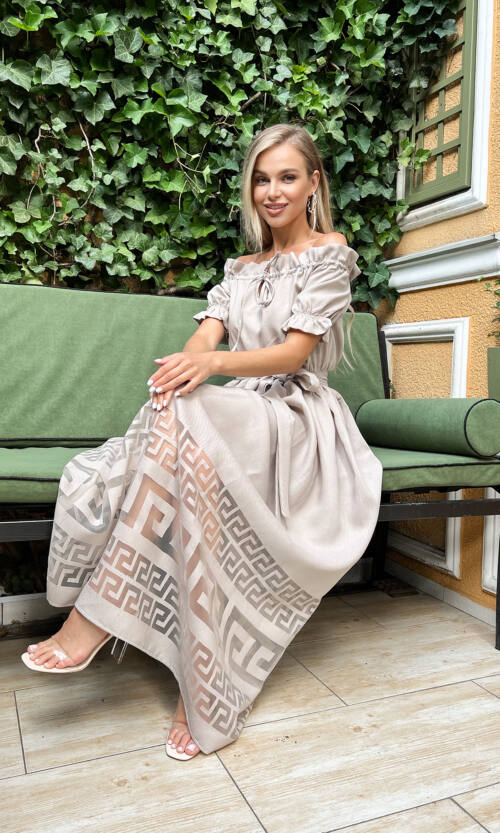 Літня Сукня Льон Органза 22042 Бежева