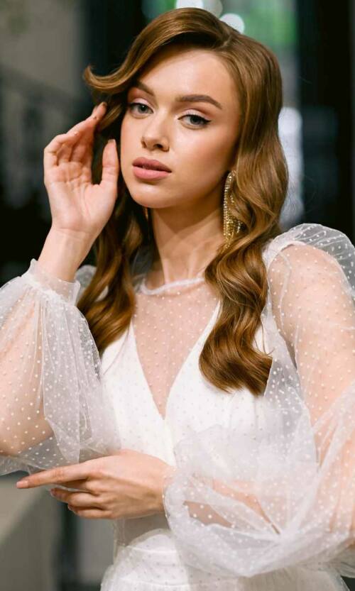 Коктейльна Сукня Сітка Мушка 23044 Молочна