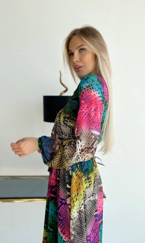 Повсякденна Сукня Шифон Принт 22015 Рожева