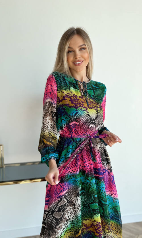 Повсякденна Сукня Шифон Принт 22015 Рожева