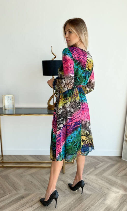 Повсякденна Сукня Шифон Принт 22015 Рожева