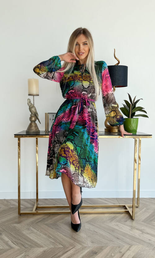 Повсякденна Сукня Шифон Принт 22015 Рожева