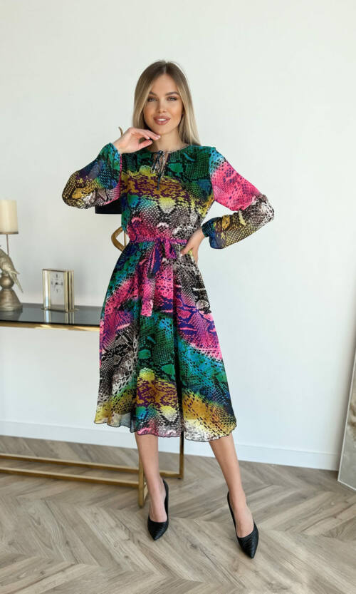 Повсякденна Сукня Шифон Принт 22015 Рожева