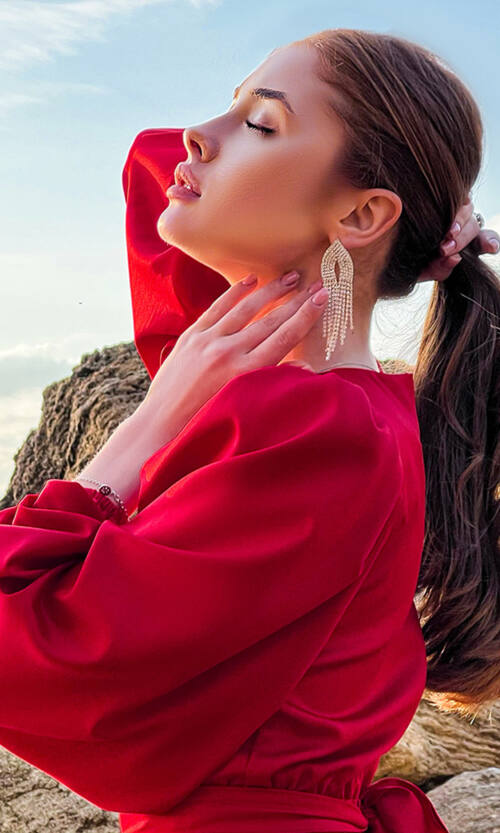 Сережки "Блискучий Водоспад Страз" 23511 Сріблясті