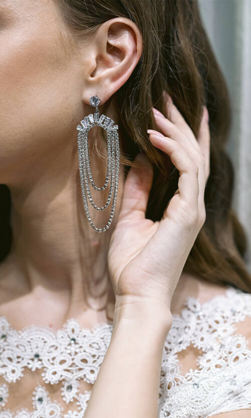 Сережки "Каскад Блиску" Біжутерія 23513 Сріблясті
