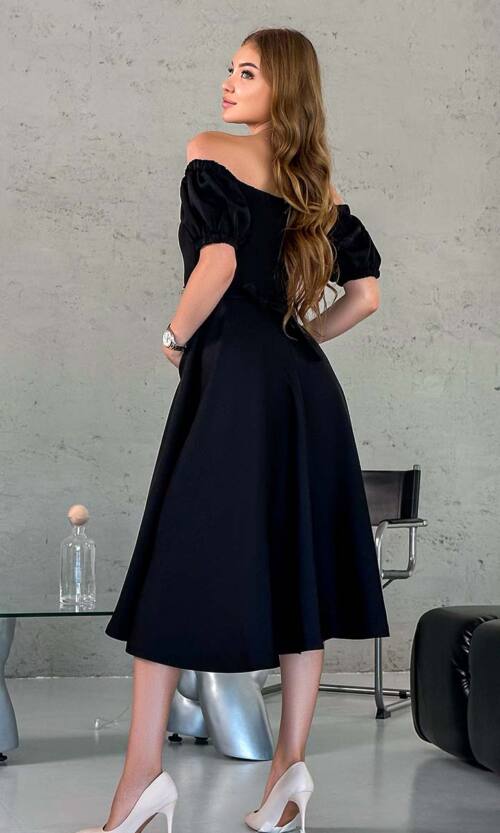 Коктейльна Сукня Пояс Стрази 23043 Чорна