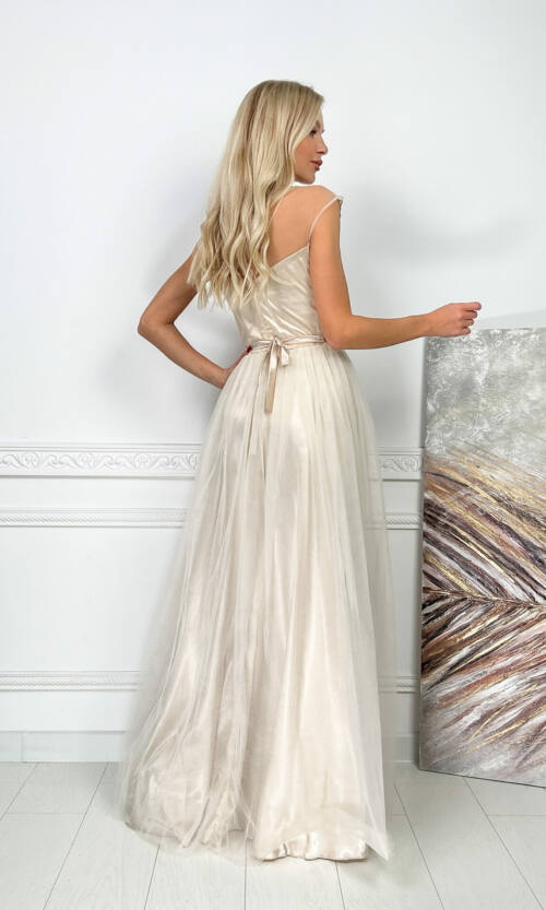 Вечірня Сукня Метелики Вишивка 7036 Молочна