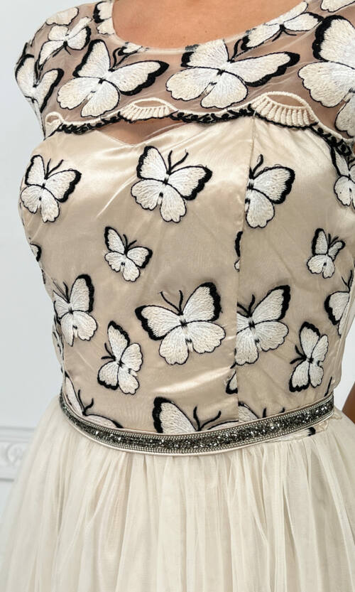 Вечірня Сукня Метелики Вишивка 7036 Молочна