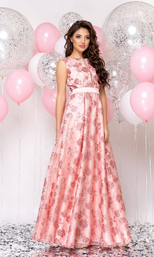 Вечірня сукня Атлас Максі 20006 Коралова