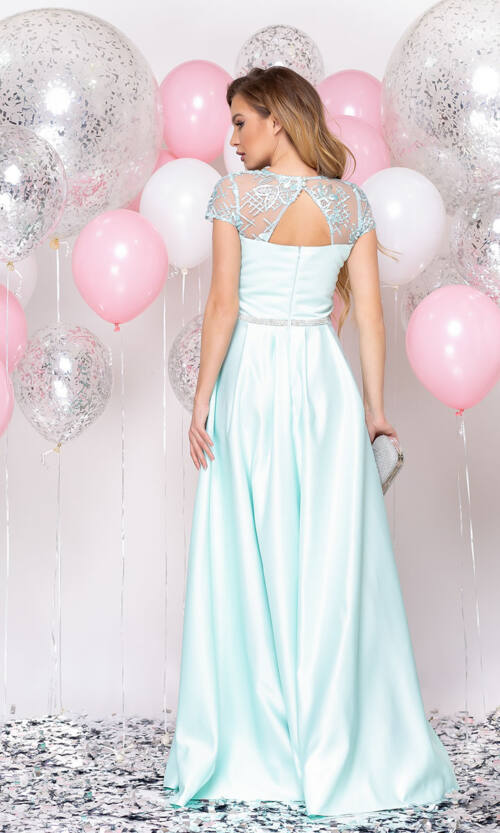 Вечірня сукня Атлас Максі 20014 М'ята