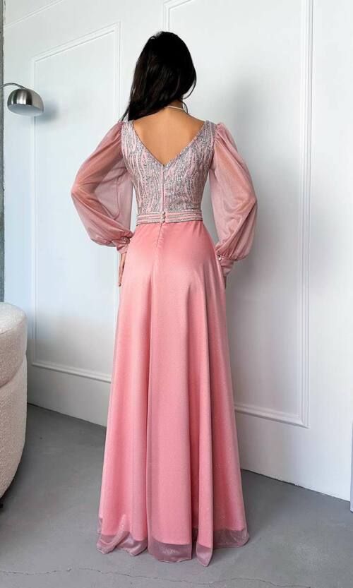 Вечірня Сукня Атлас Блиск 23026 Рожева