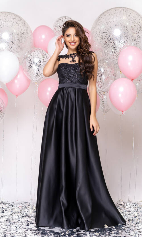 Вечірня сукня Атлас Гліттер 20018 Чорна