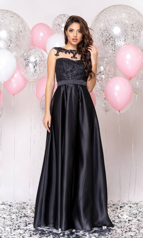 Вечірня сукня Атлас Гліттер 20018 Чорна