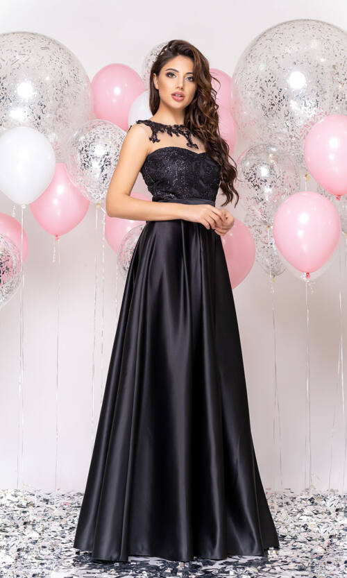 Вечірня сукня Атлас Гліттер 20018 Чорна