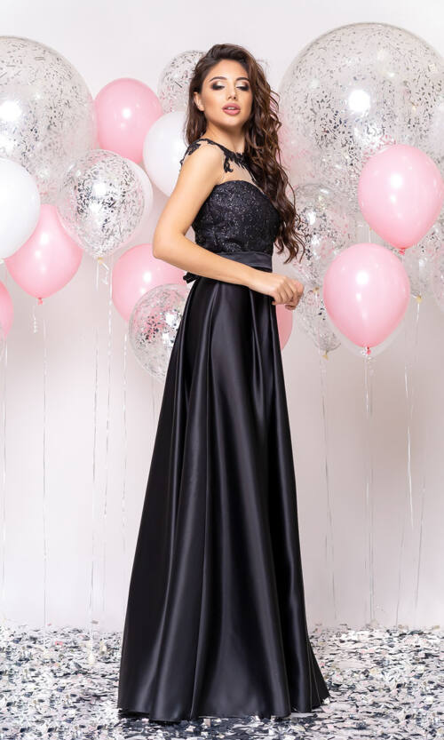Вечірня сукня Атлас Гліттер 20018 Чорна