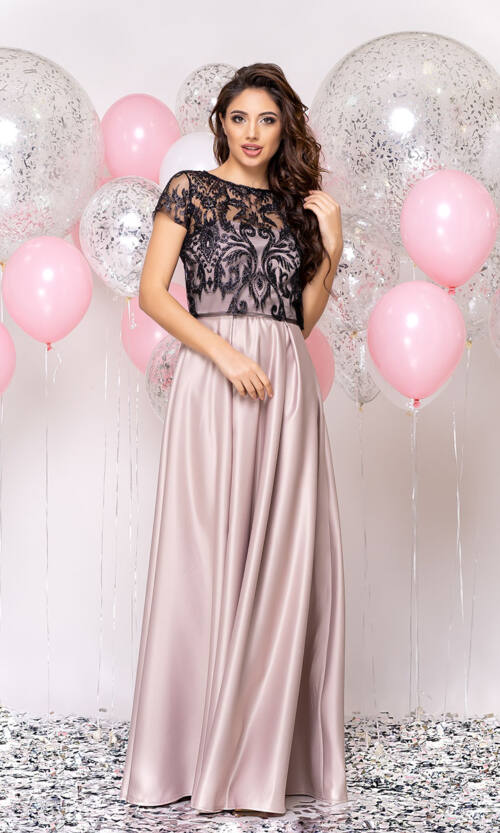 Вечірня сукня Атлас Гліттер 20020 Бежева