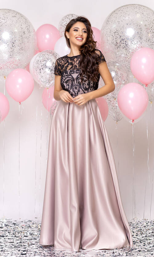 Вечірня сукня Атлас Гліттер 20020 Бежева