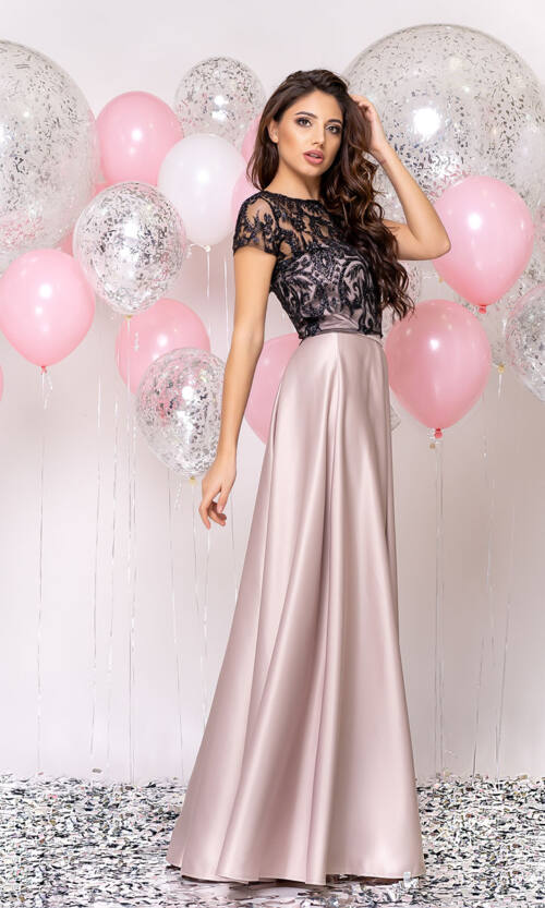 Вечірня сукня Атлас Гліттер 20020 Бежева