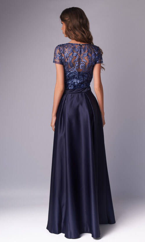 Вечірня сукня Атлас Гліттер 20020 Синя