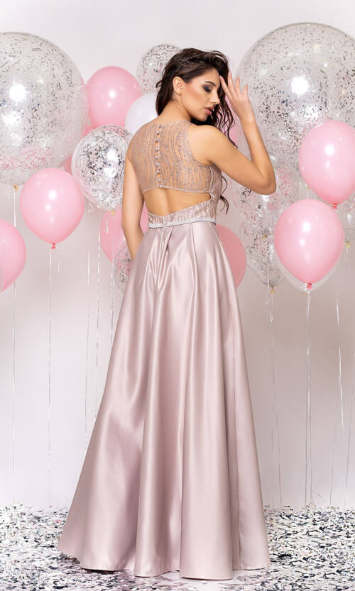 Вечірня сукня Атлас Максі 20024 Бежева