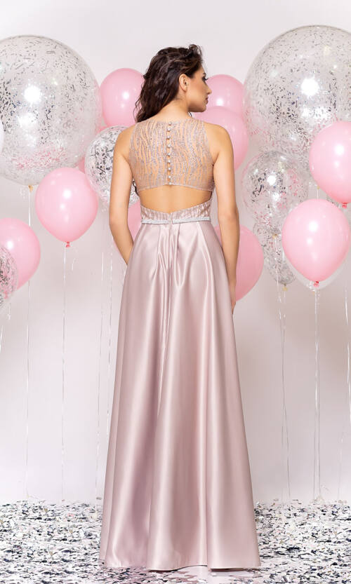 Вечірня сукня Атлас Максі 20024 Бежева