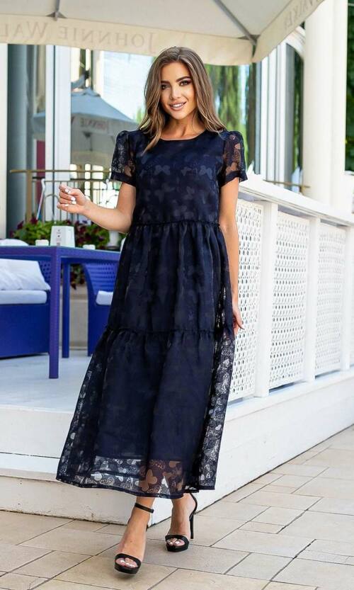 Літня Сукня Льон Органза 21096 Синя