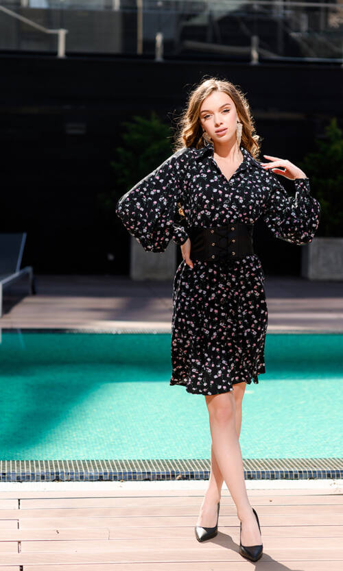 Стильна Сукня Софт Принт 23022 Чорна