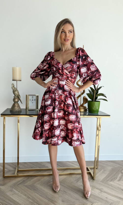 Елегантна сукня Атлас Шовк 22023 Бордова