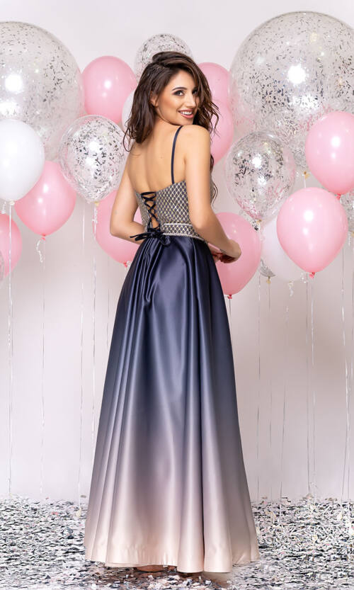 Вечірня Сукня Атлас Гліттер 20033 Сіра