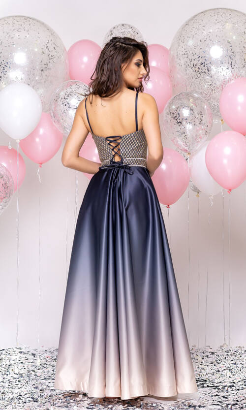 Вечірня Сукня Атлас Гліттер 20033 Сіра