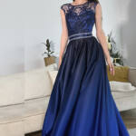 Вечірня Сукня Атлас Гліттер 20035 Синя