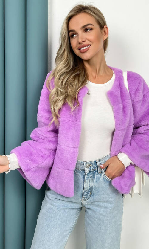 Элегантная Эко Шубка "Мороз" 20200 Сиреневая