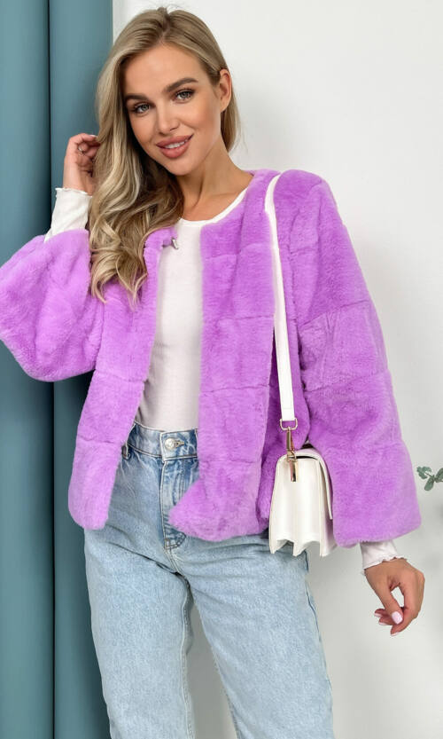 Элегантная Эко Шубка "Мороз" 20200 Сиреневая