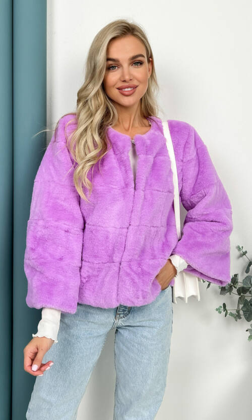 Элегантная Эко Шубка "Мороз" 20200 Сиреневая