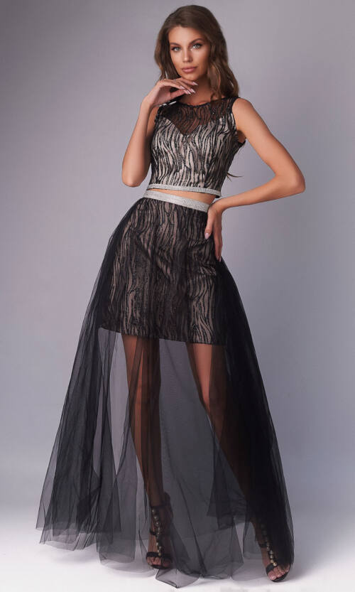 Вечірня Сукня Двійка Максі 20046 Чорна