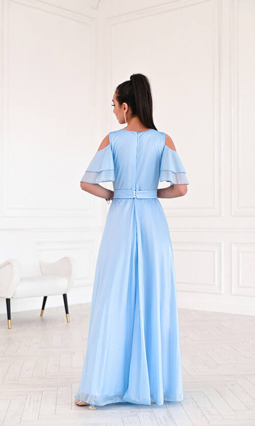 Вечірня сукня Перлинний Шифон 23012 Блакитна
