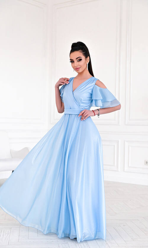 Вечірня сукня Перлинний Шифон 23012 Блакитна