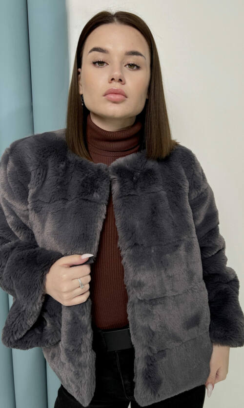Елегантна Еко Шубка Мороз 20300 Графітова