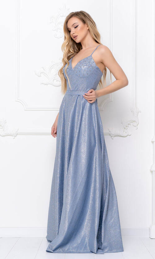 Вечернее Платье Люрекс Корсет 20055 Голубое