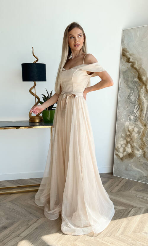 Вечірня Сукня Виблискуюча Сітка 9025 Золота