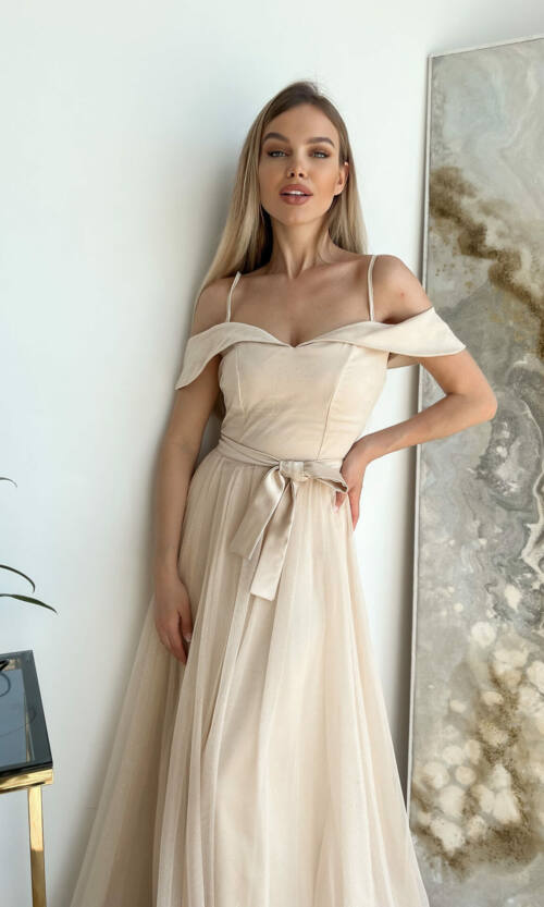 Вечірня Сукня Виблискуюча Сітка 9025 Золота