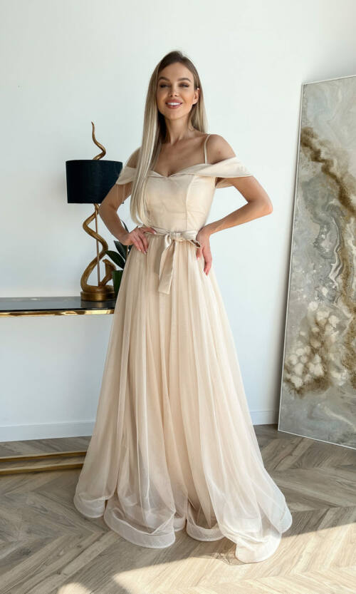 Вечірня Сукня Виблискуюча Сітка 9025 Золота