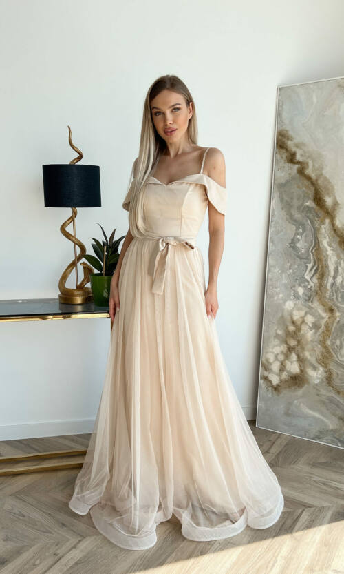 Вечірня Сукня Виблискуюча Сітка 9025 Золота