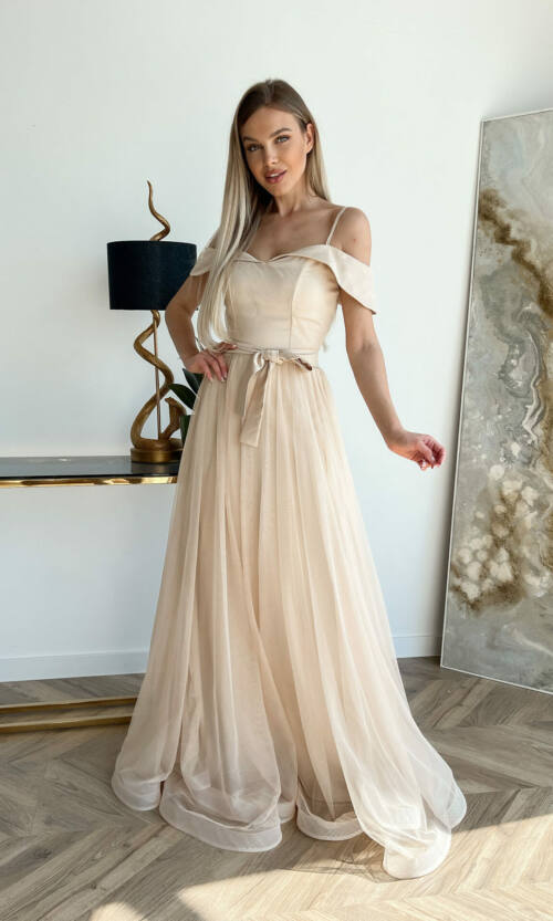 Вечірня Сукня Виблискуюча Сітка 9025 Золота