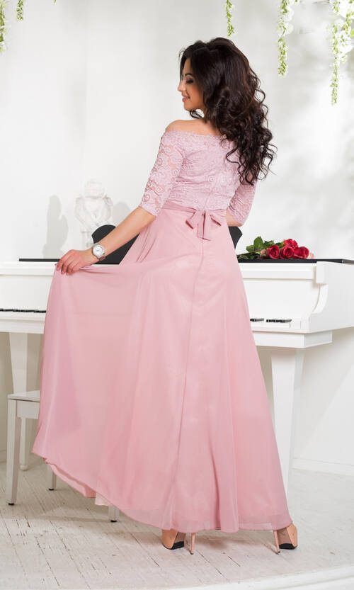 Вечірня Сукня Гіпюр Шифон 6011 Фрезова