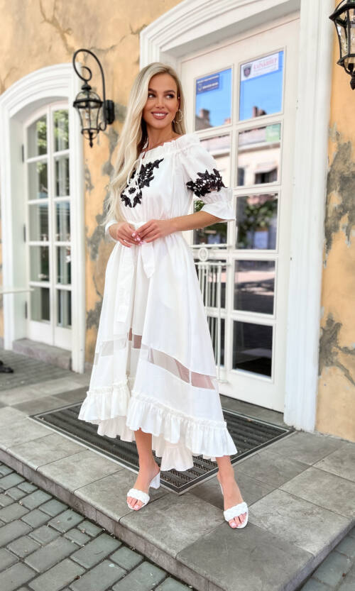 Коктейльна Сукня Коттон Асиметрія 20149 Молочна