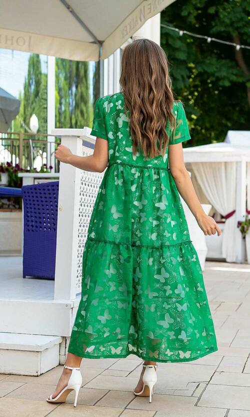 Літня Сукня Льон Органза 21096 Зелена