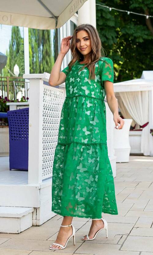 Літня Сукня Льон Органза 21096 Зелена