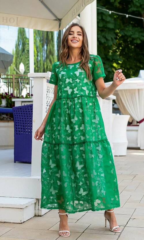 Літня Сукня Льон Органза 21096 Зелена