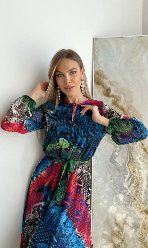 Повсякденна Сукня Шифон Принт 22015 Червона